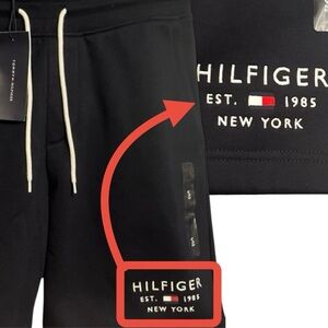 Tommy Hilfiger Mens Fleece Sweat Shorts EST. 1985 New York Embroidered White Red